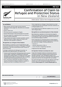 Confirmation of Claim to Refugee and Protection Status in New Zealand ...